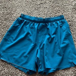 Blue mens Lululemon 5 inch shorts